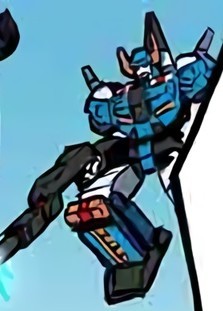 "Dai Atlas" Likely intended as a teaser of the then-upcoming Legends Dai Atlas, this Blue Order member is a direct redeco of Titan Returns Sky Shadow into the colors of Zone Dai Atlas without the retooling that would eventually manifest in the Legends release.