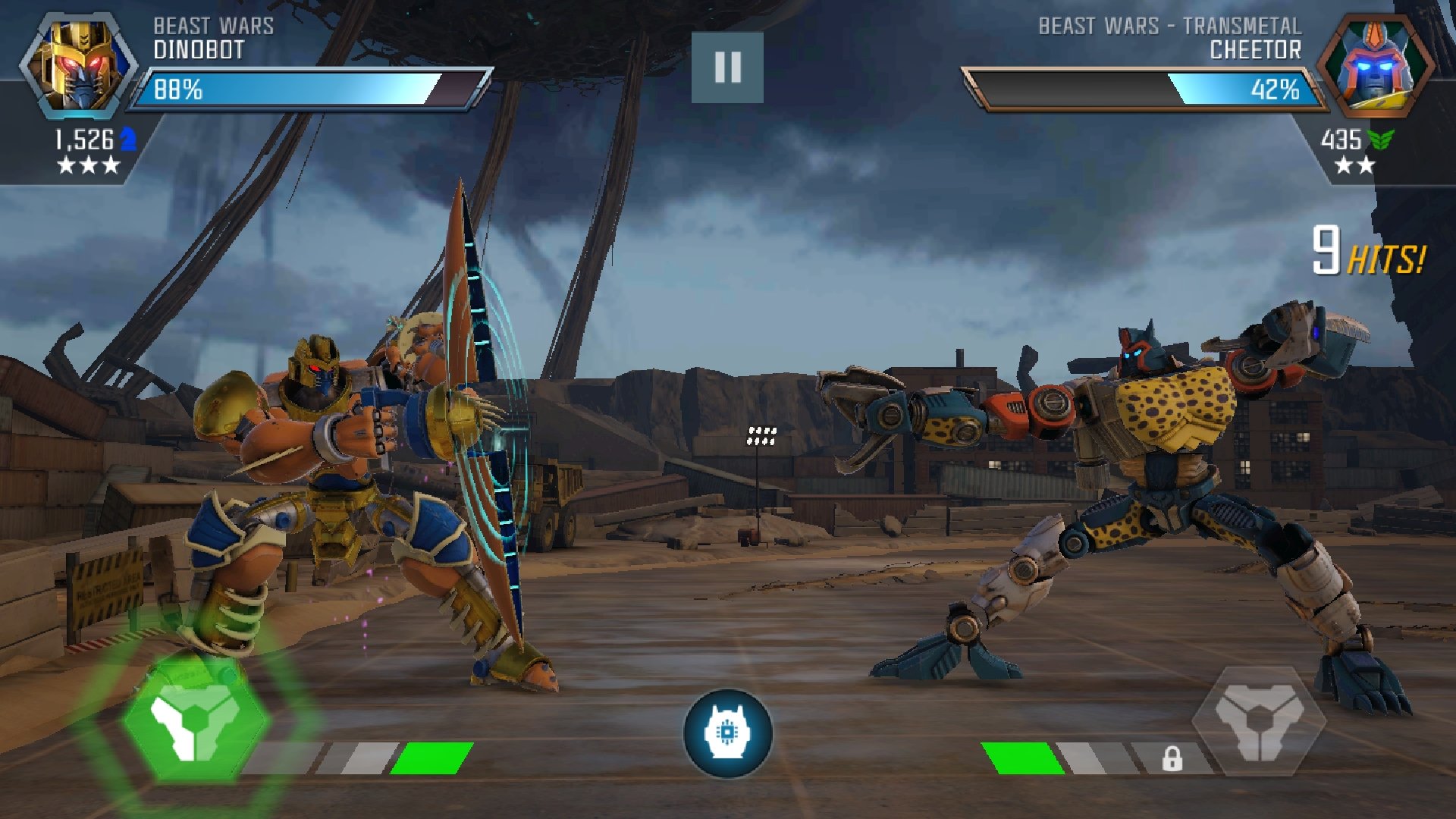 In Transformers: Forged to Fight, Dinobot uses his rotate blade when he wants to block attacks.