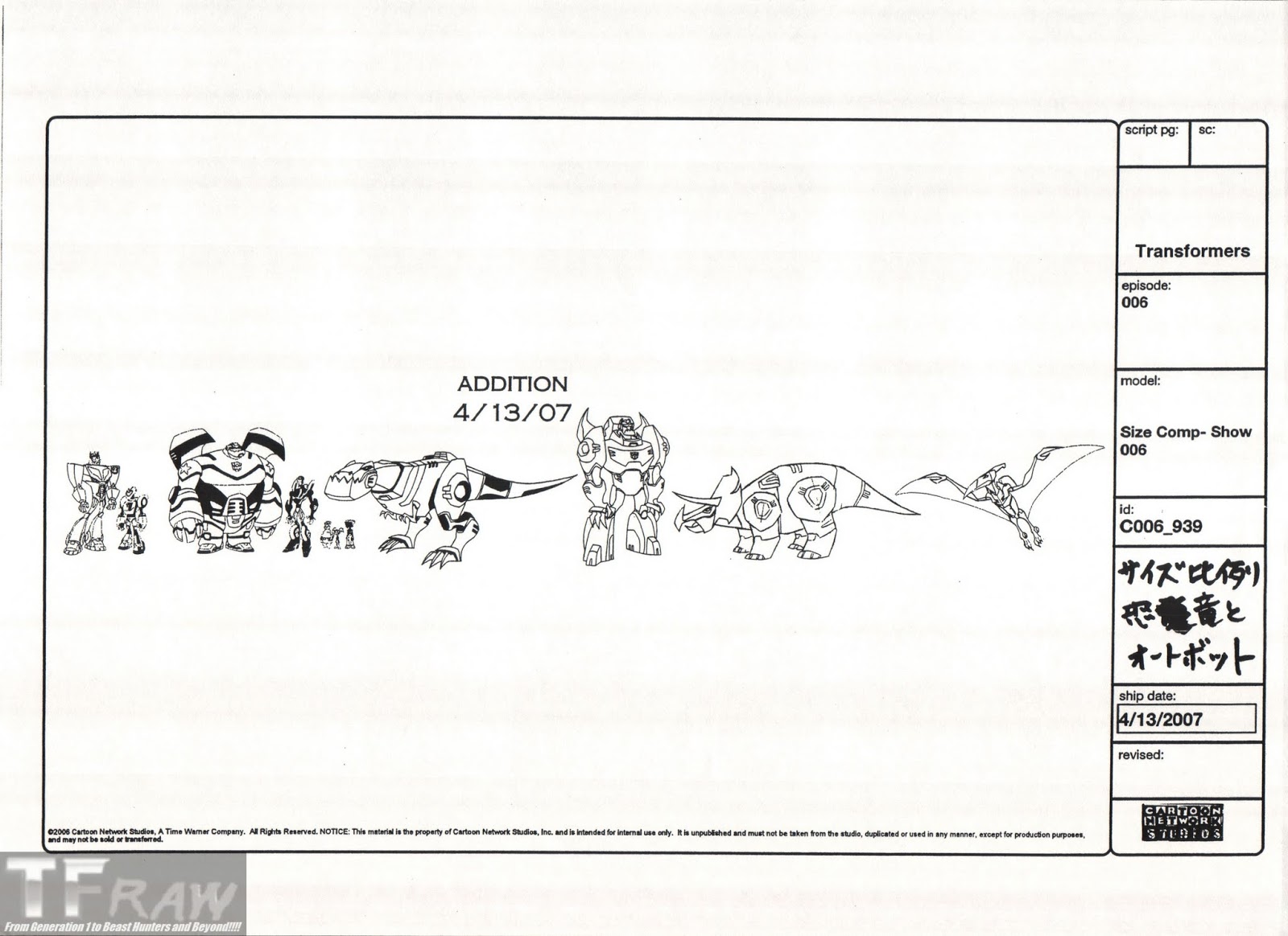 Dinobot scale references for season 1
