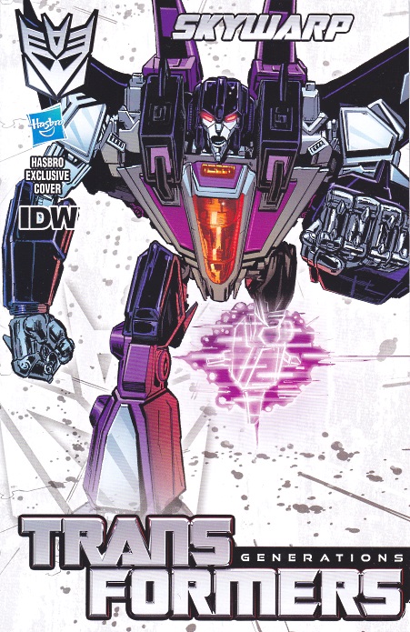 Exclusive Skywarp toy cover.