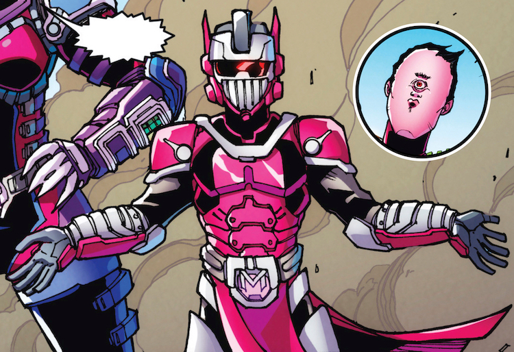 Misfire—"Alex 'Anti-Spill' Higgins", a male M.A.S.K. agent in armour loosely resembling Misfire. Lacking the necessary knowledge to replicate a human visage, "Alex"'s face is a poorly-composited cyclopean affair. Nothing Will Ever Be the Same Again!
