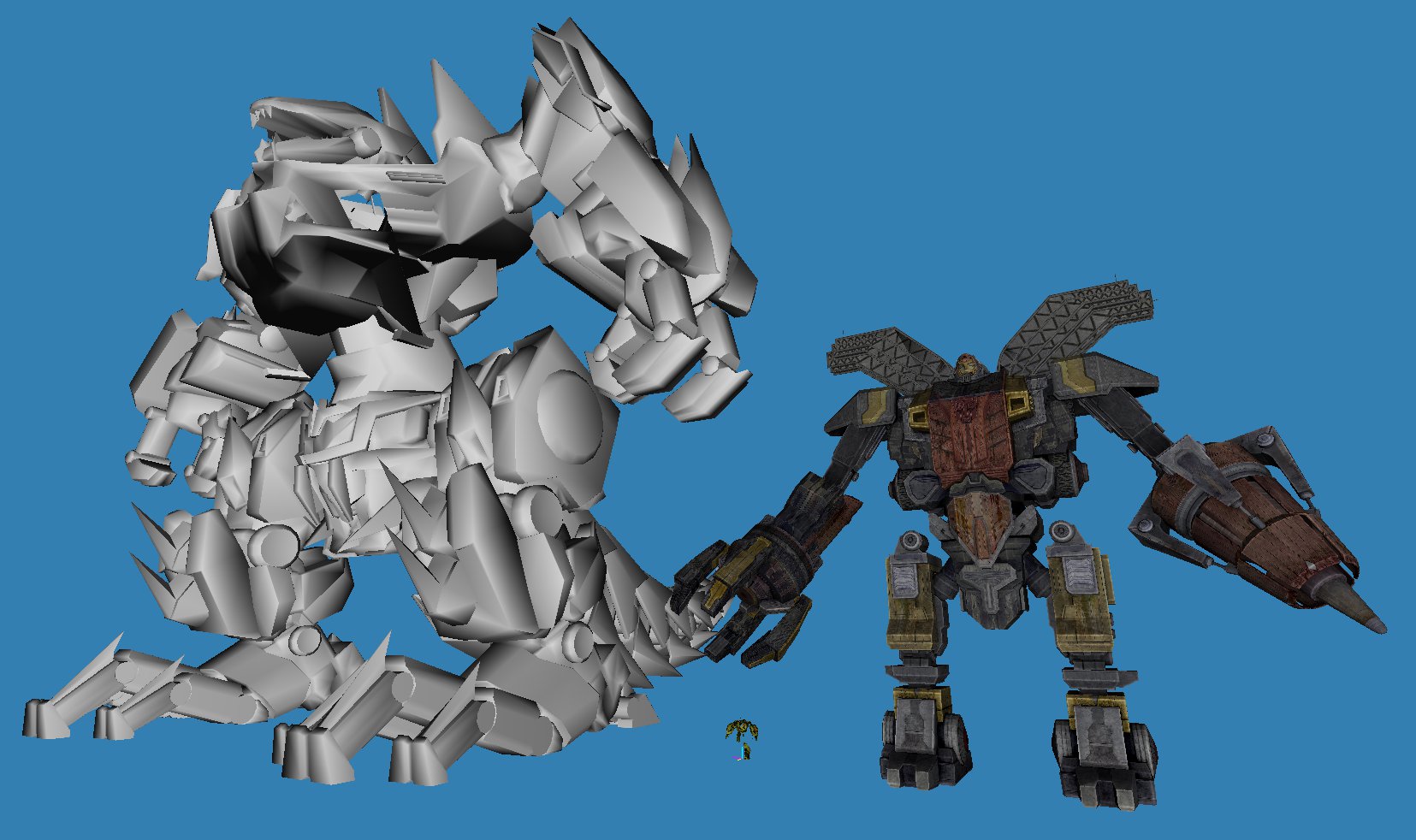 Character model size comparison for Bumblebee, Omega Supreme and Trypticon