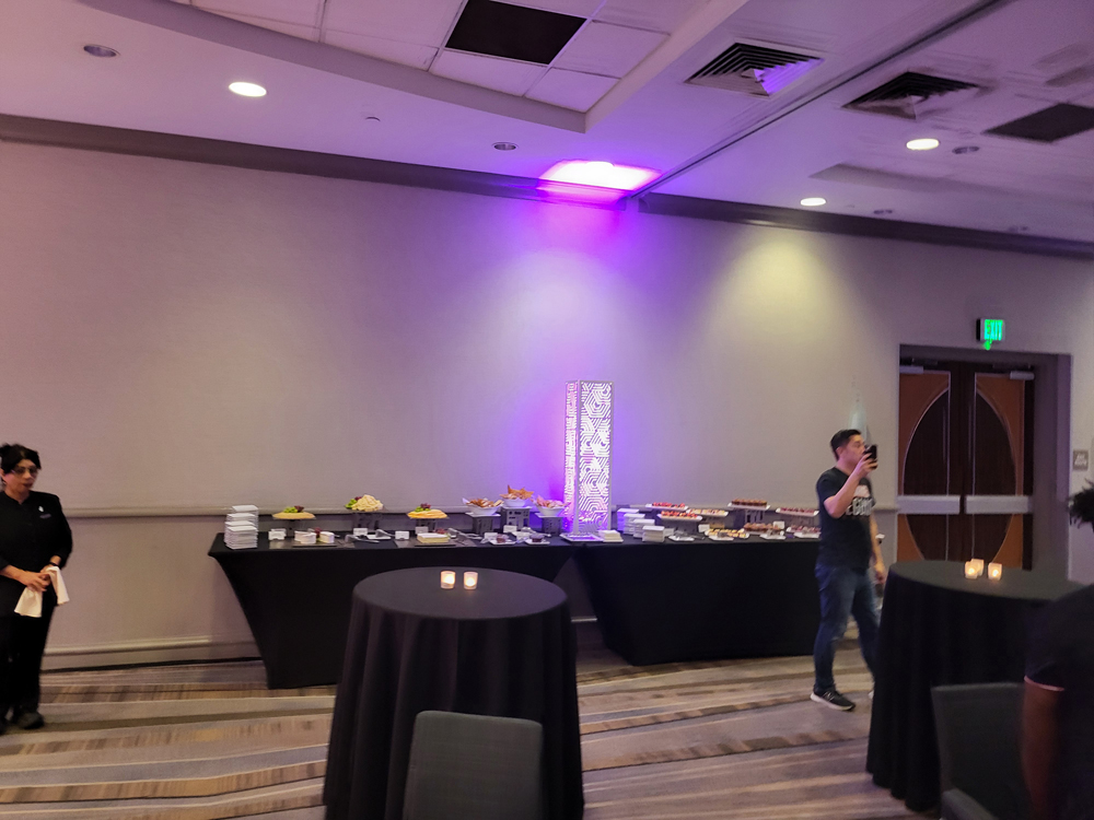 The cheese and dessert tables. The chocolate cheesecakes did not last long.