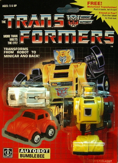 Carded Bumblebee sample, with white Mini Spy Jeep Type.