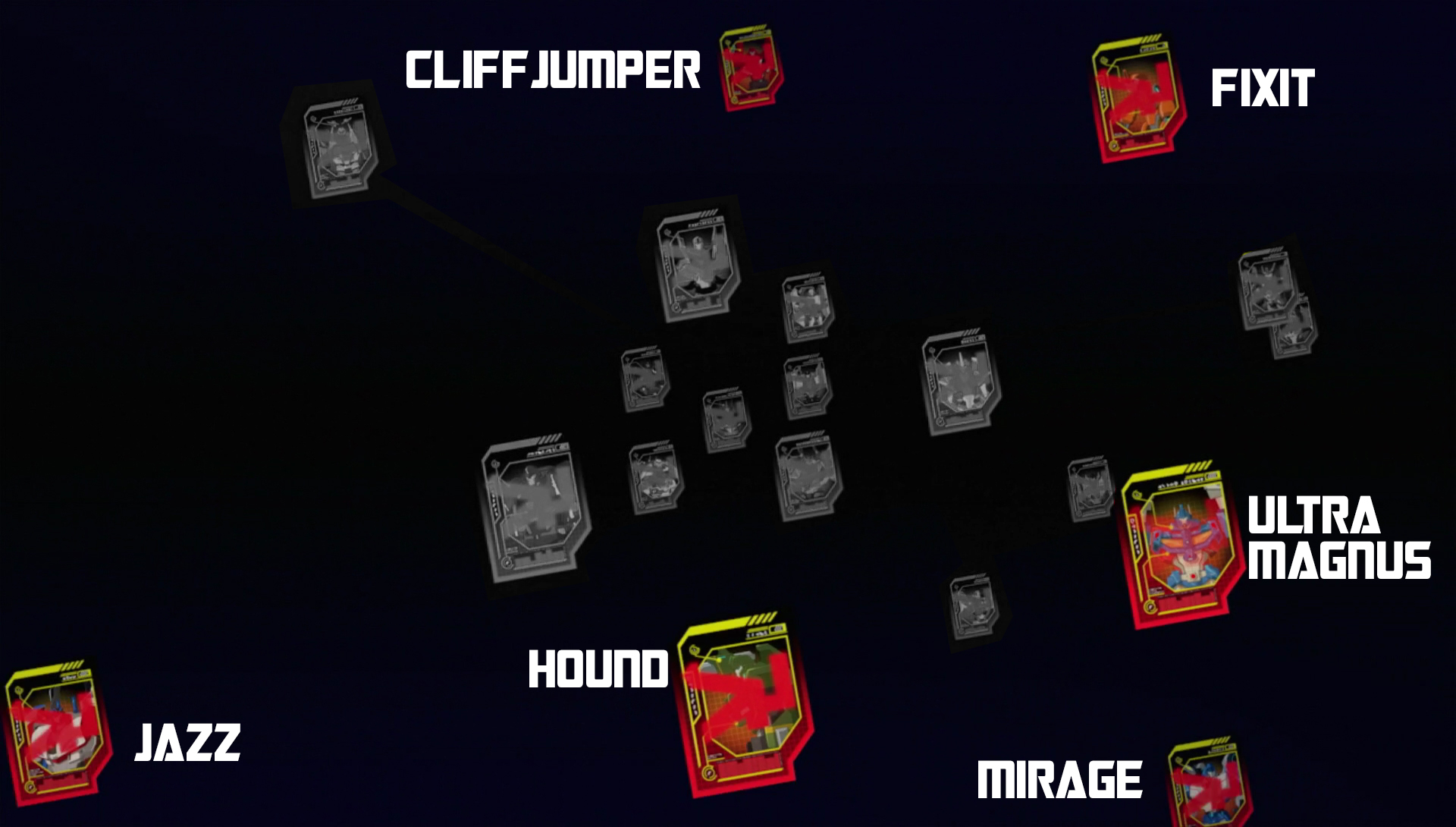 Cliffjumper, Fixit, Jazz, Hound, Ultra Magnus, and Mirage