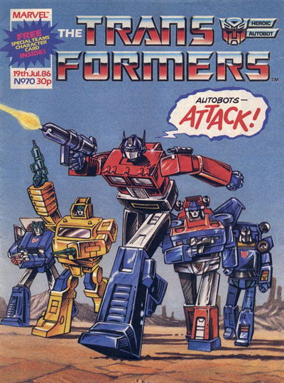 UK issue #70 - The cover lets you know that in this issue, Autobots fight Decepticons.