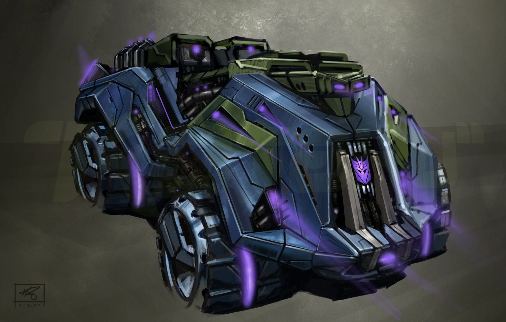 High Moon Studios concept art which inspired Onslaught's 2012 IDW vehicle mode