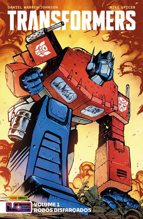 Volume 1: Robôs Disfarçados – cover art by Daniel Warren Johnson & Mike Spicer
