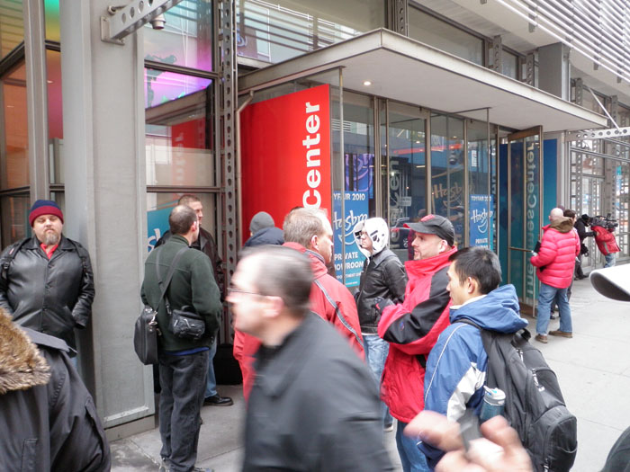 Waiting outside Hasbro's Toy Fair showroom