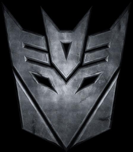 A metallic variant of the movie Decepticon symbol.