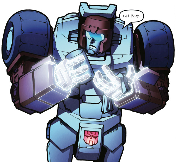 At some point during the Lost Light's second voyage, Swerve allowed his body to fall into neglect, and he interacted with the crew solely through an avatar of himself. This only became evident to his crewmates when his avatar vanished while he was tending bar. The Frail Gaze