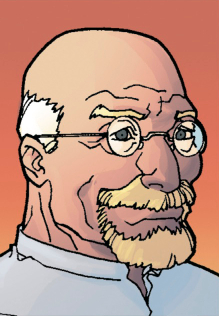 Wheeljack—Balding "mad scientist"-type older white male with blond/white hair, glasses, goatee, and a white Nehru jacket. Infiltration et al