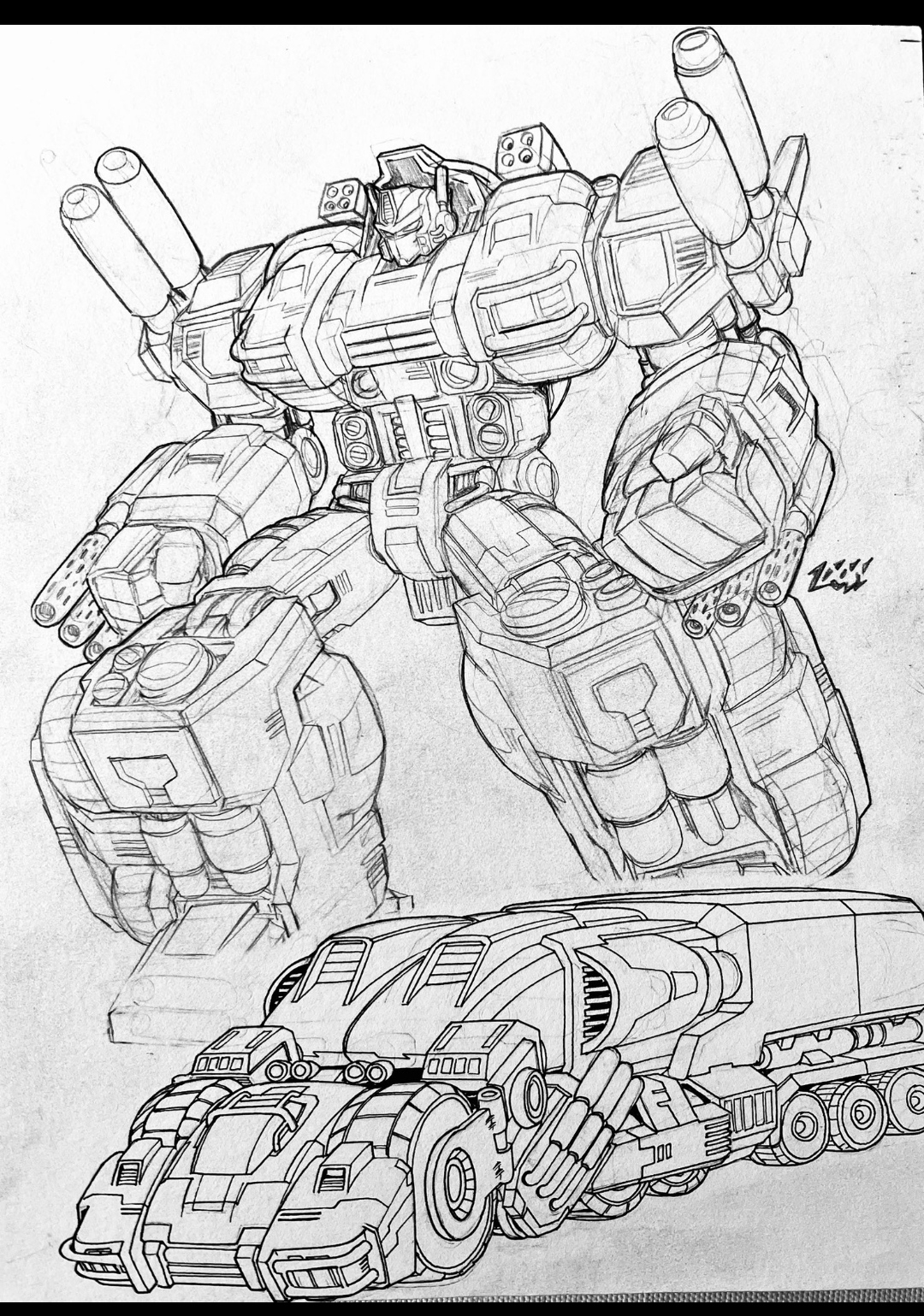 Optimus Prime concept art of Cybertronian body